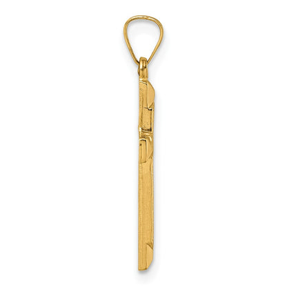 14K Yellow Gold Polished and Textured Cross Pendant
