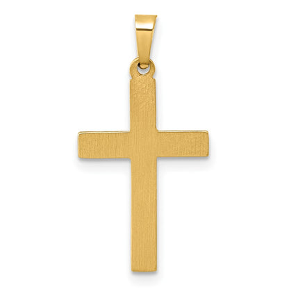 14K Yellow Gold Polished and Textured Cross Pendant