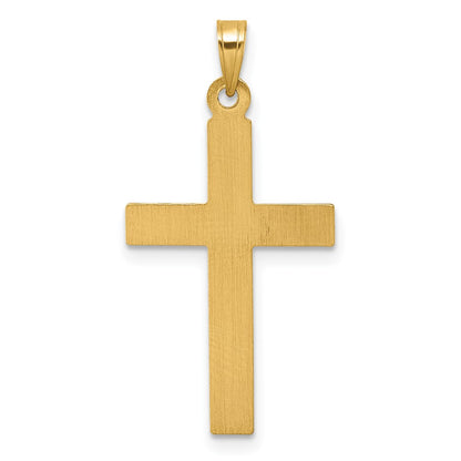 14K Yellow Gold Polished and Textured Cross Pendant