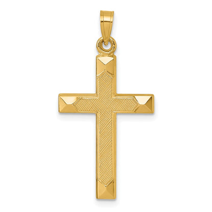 14K Yellow Gold Polished and Textured Cross Pendant