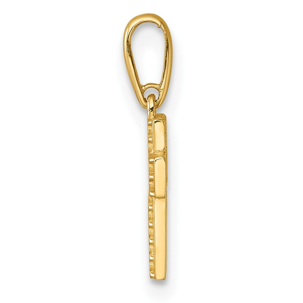 14K Yellow Gold Polished CZ Latin Cross Pendant