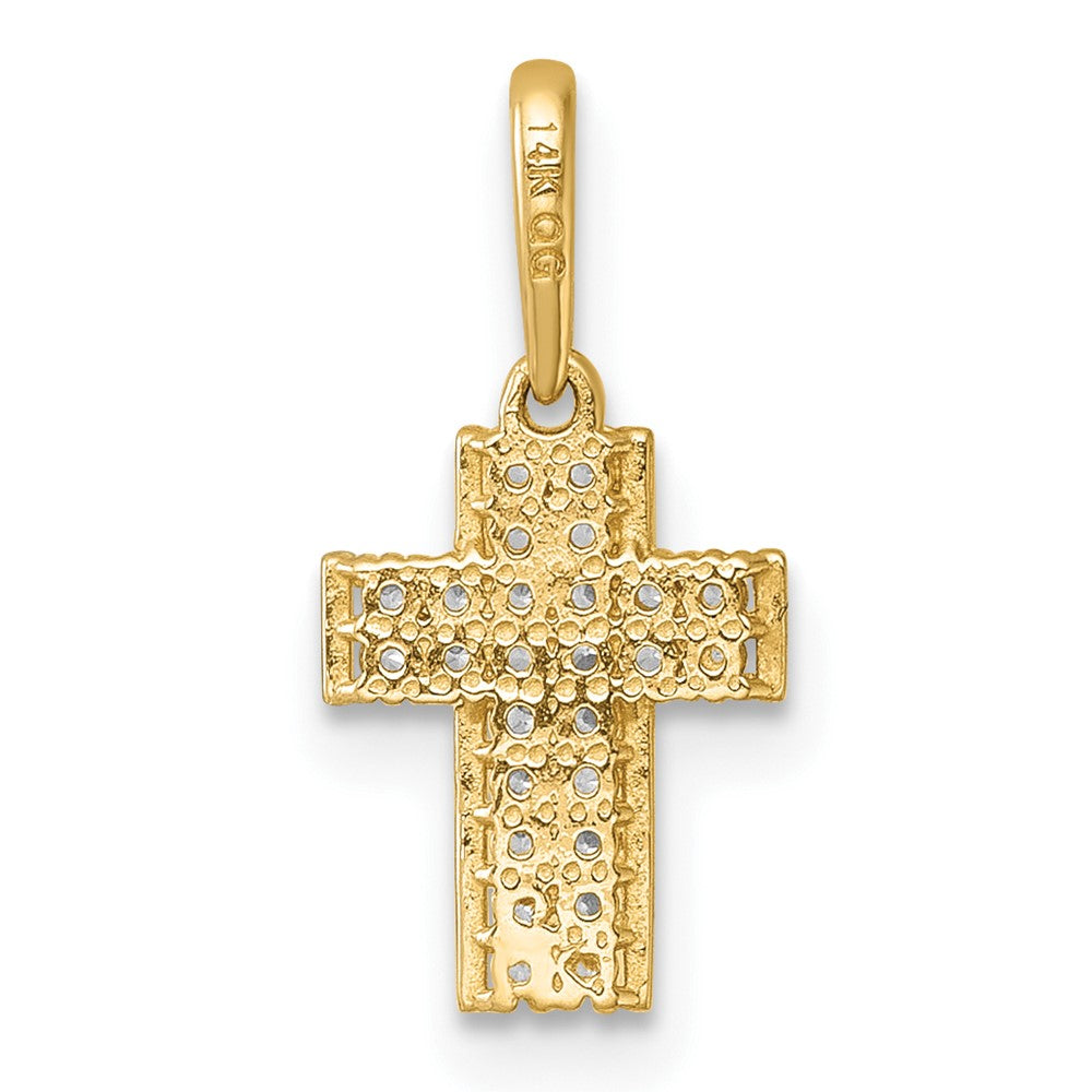 14K Yellow Gold Polished CZ Latin Cross Pendant