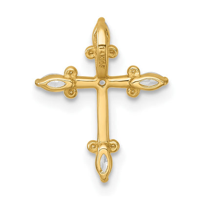 14K Yellow Gold Polished Fancy CZ Cross Chain Slide