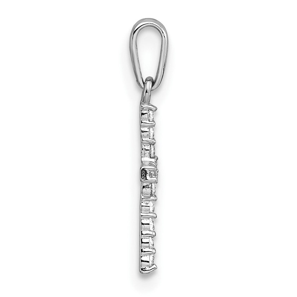 14K White Gold Polished CZ Cross Pendant