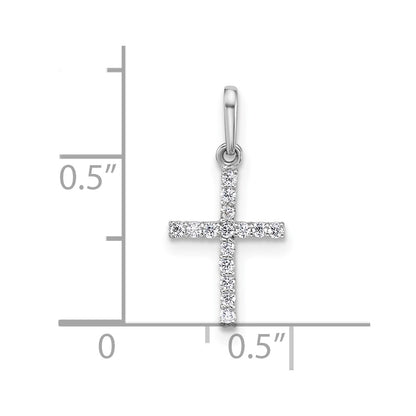 14K White Gold Polished CZ Cross Pendant