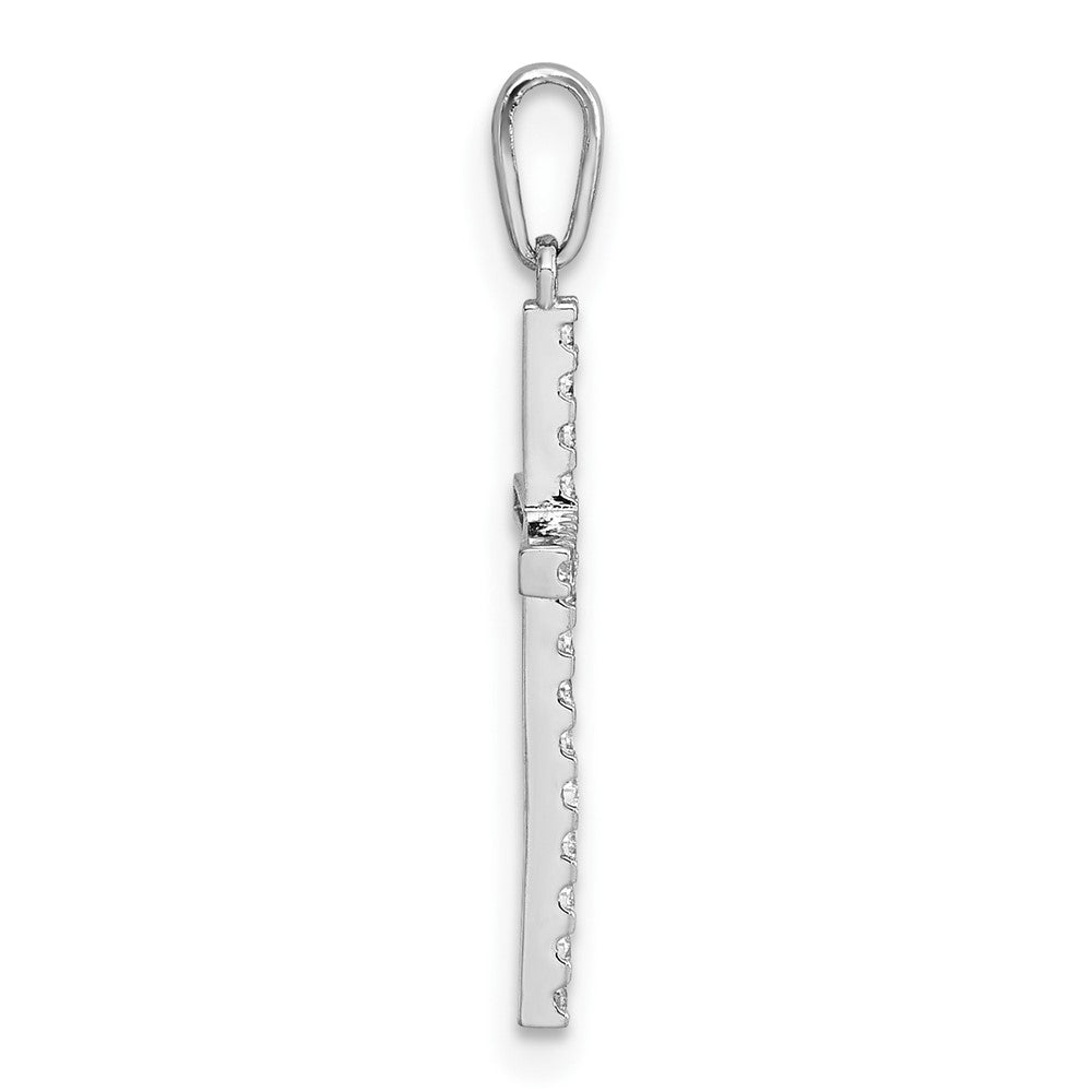14K White Gold Polished CZ Cross Pendant