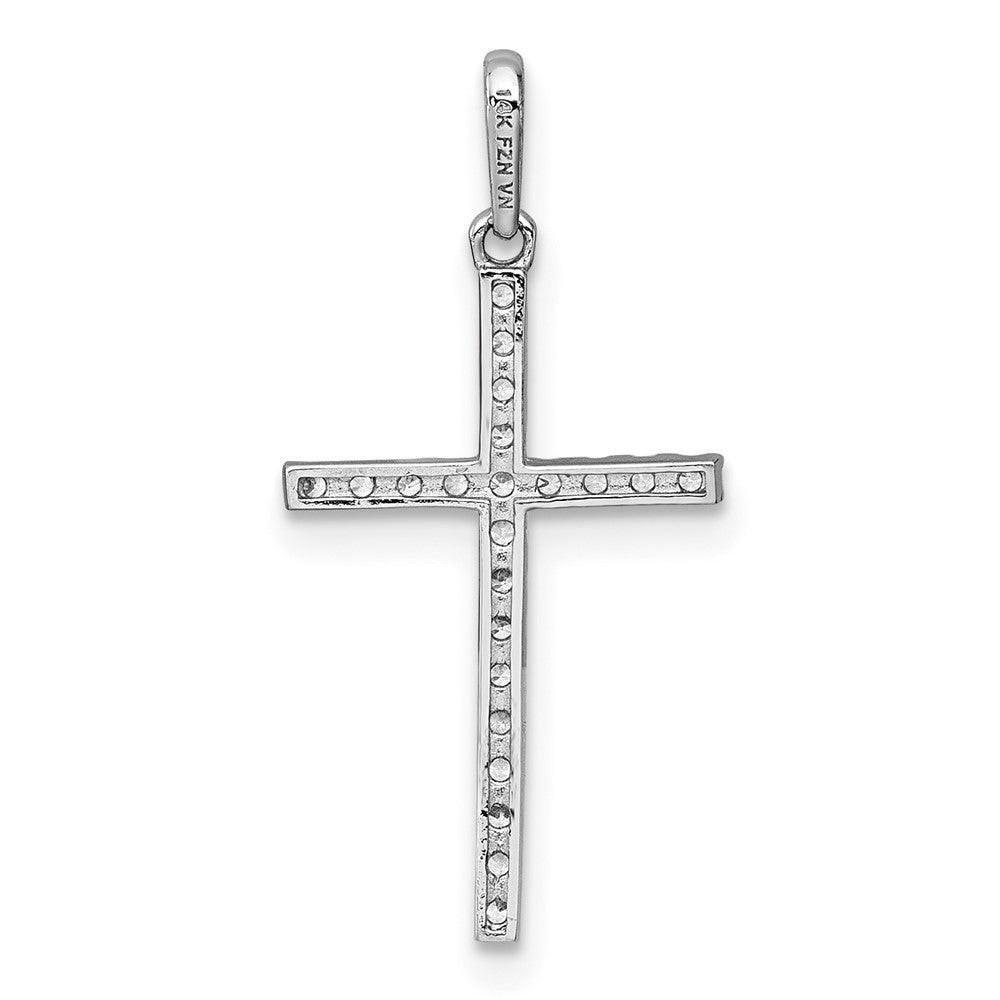 14K White Gold Polished CZ Cross Pendant