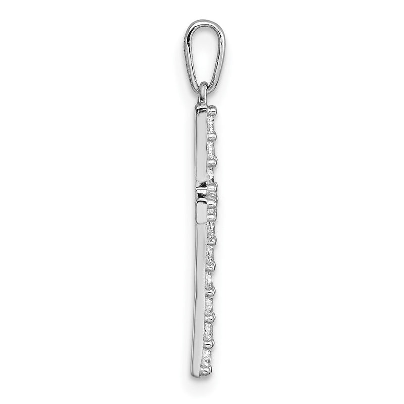 14K White Gold Polished CZ Cross Pendant