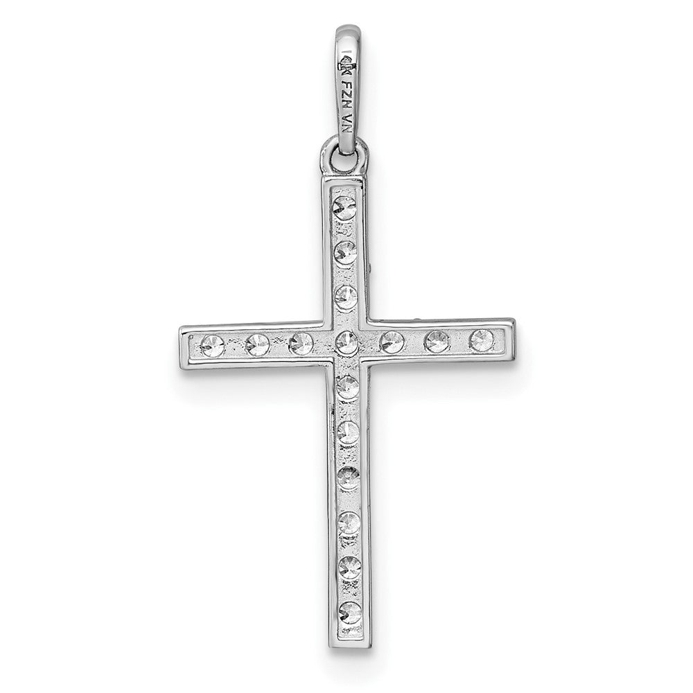 14K White Gold Polished CZ Cross Pendant