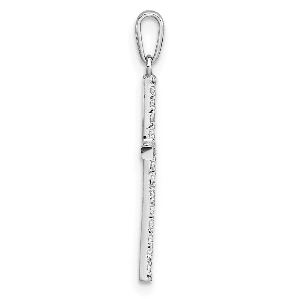 14K White Gold Polished CZ Cross Pendant
