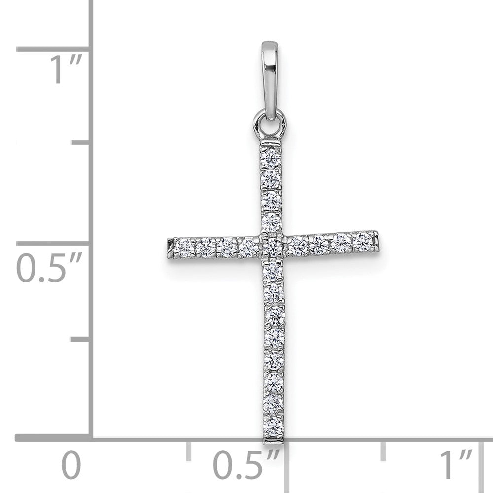 14K White Gold Polished CZ Cross Pendant