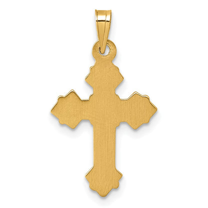 14K Yellow Gold Polished Fleur De Lis Cross Pendant