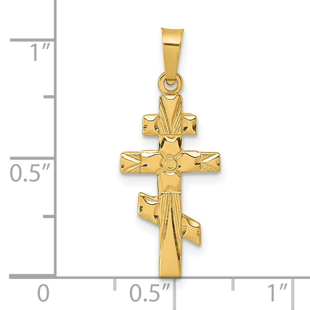 14K Yellow Gold Polished Eastern Orthodox Cross Pendant