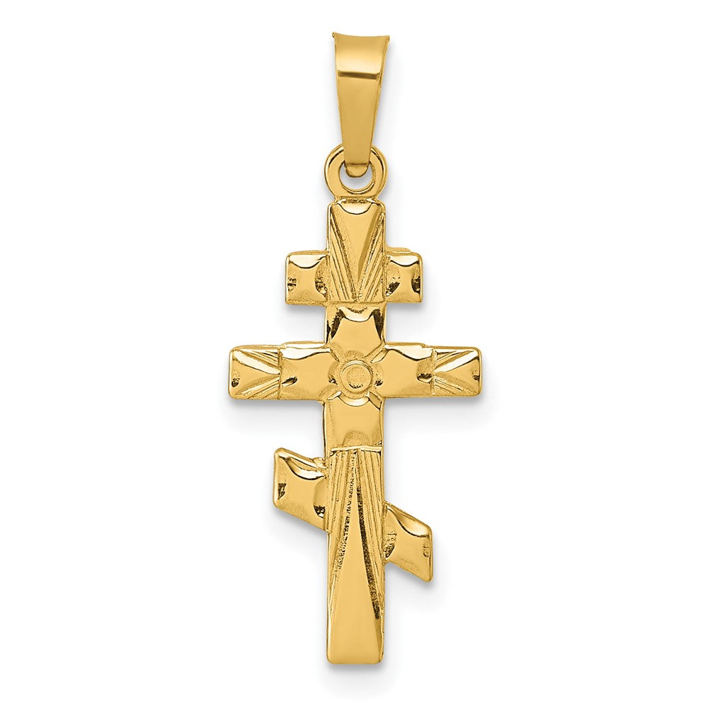 14K Yellow Gold Polished Eastern Orthodox Cross Pendant