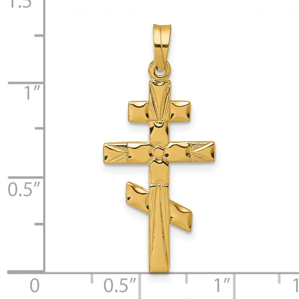 14K Yellow Gold Polished Eastern Orthodox Cross Pendant
