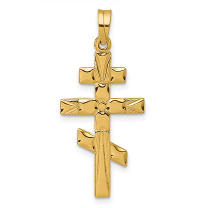 14K Yellow Gold Polished Eastern Orthodox Cross Pendant