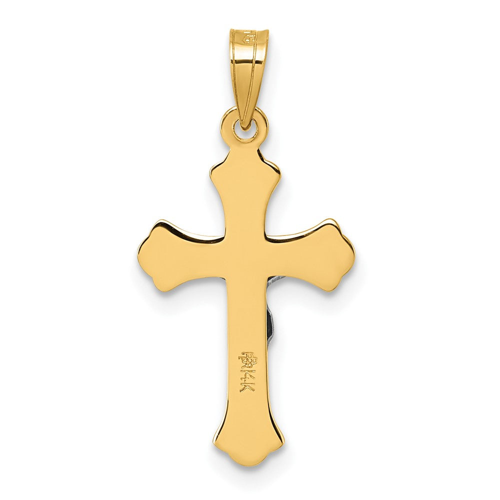 14K Yellow & Rhodium with White Rhodium Polished Inri Crucifix Cross Pendant