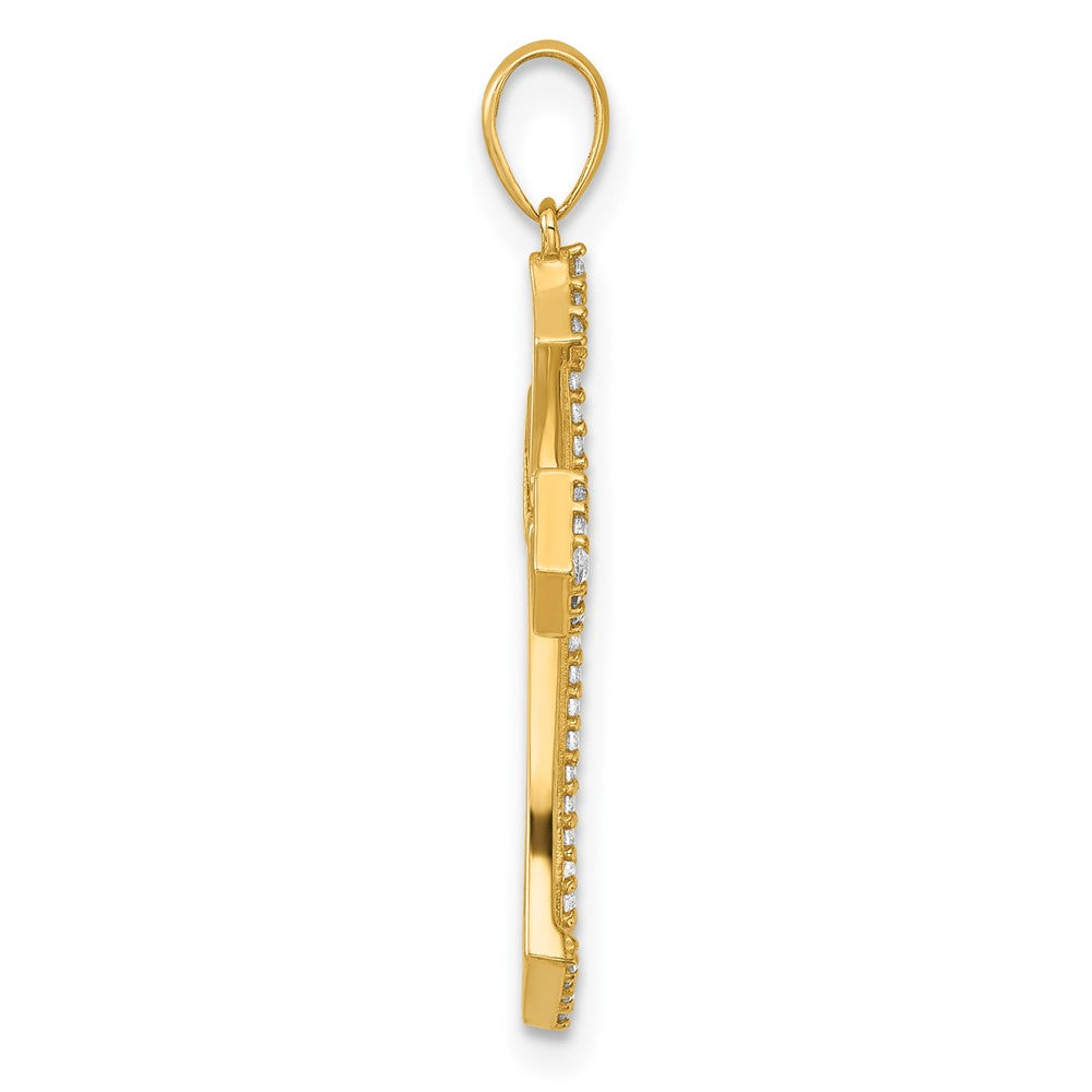 14K Yellow Gold Polished Fancy CZ Cross Pendant