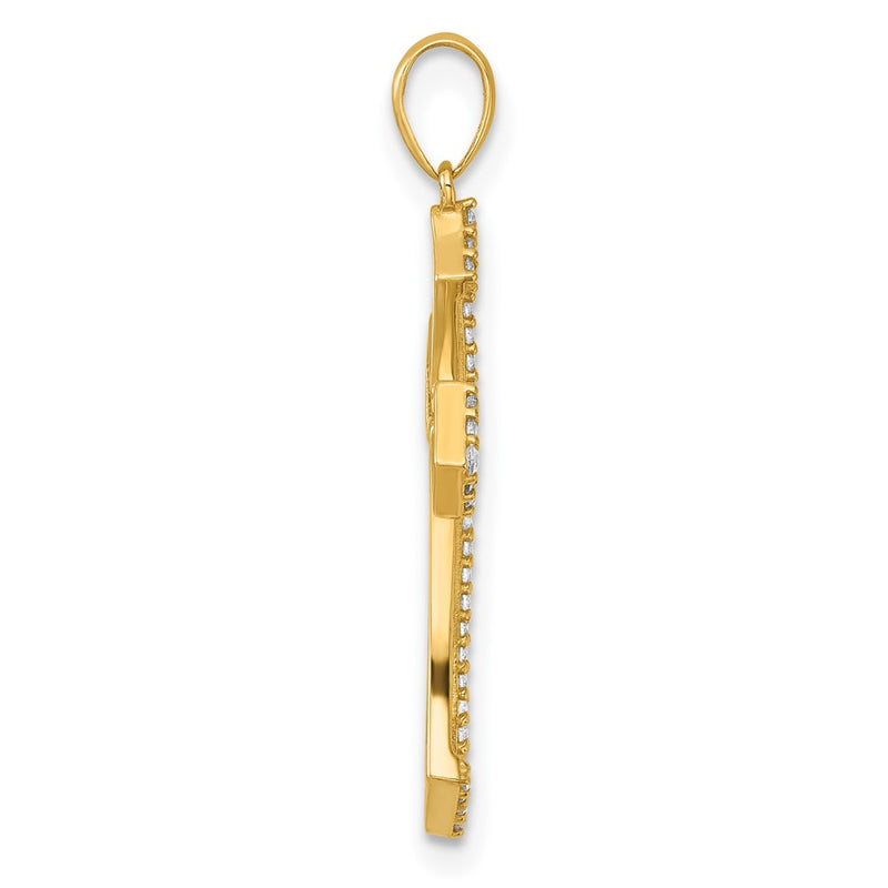 14K Yellow Gold Polished Fancy CZ Cross Pendant