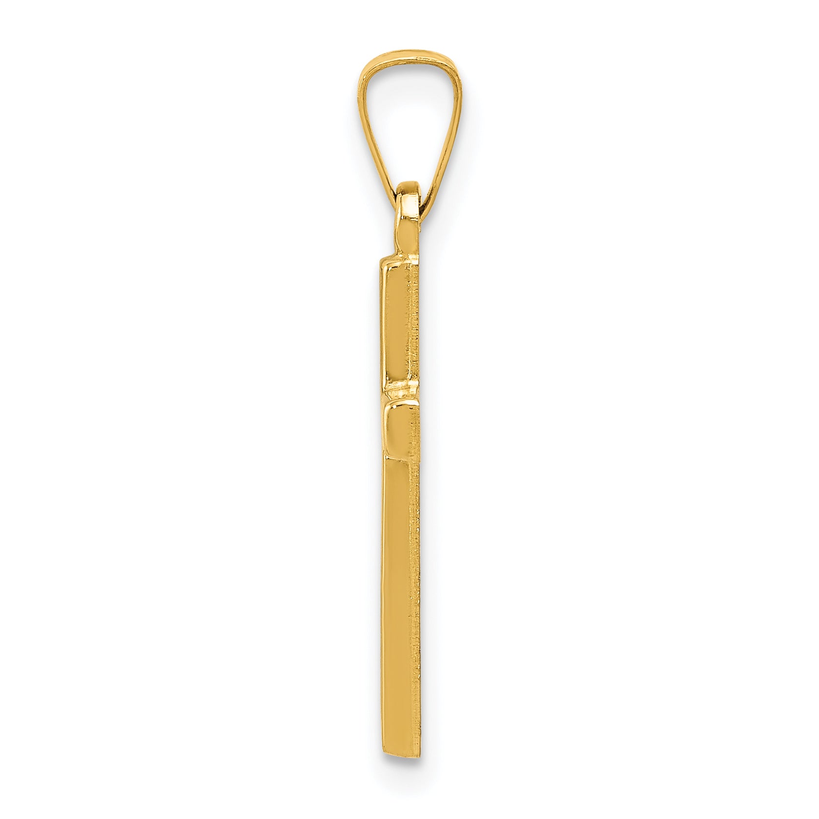 14K Yellow Gold Diamond Cut Small Hollow Cross Pendant