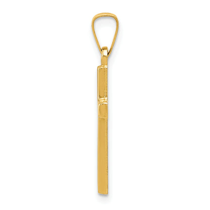 14K Yellow Gold Diamond Cut Small Hollow Cross Pendant
