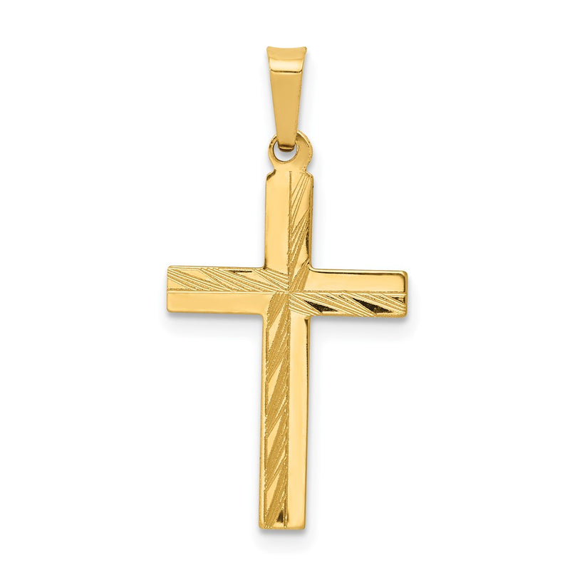 14k Yellow Gold 14k Diamond-cut Hollow Cross Pendant