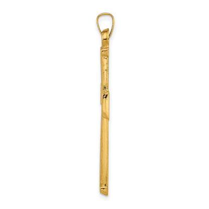 14K Yellow Gold Hollow Latin Cross Pendant