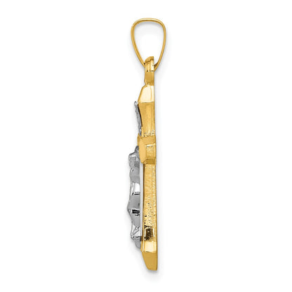 14k Two-tone 14k Two-tone INRI Hollow Crucifix Pendant