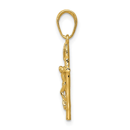 14k Yellow Gold 14k INRI Hollow Crucifix Pendant