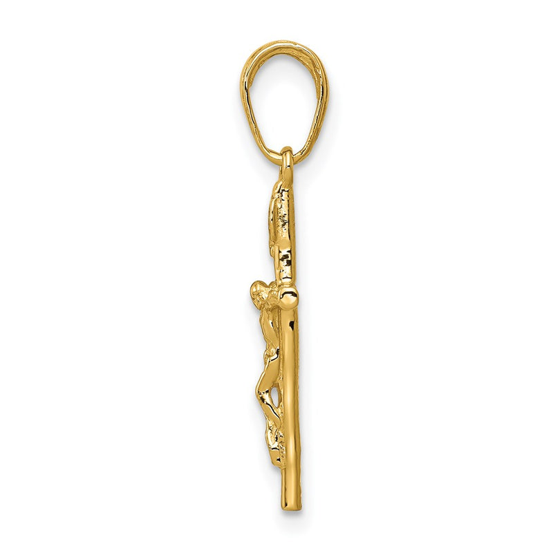 14k Yellow Gold 14k INRI Hollow Crucifix Pendant