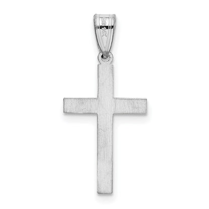 14k White Gold 14K White Floral Cross Charm