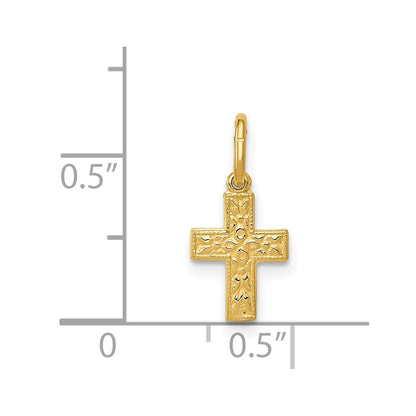 14k Yellow Gold 14K Floral Cross Charm