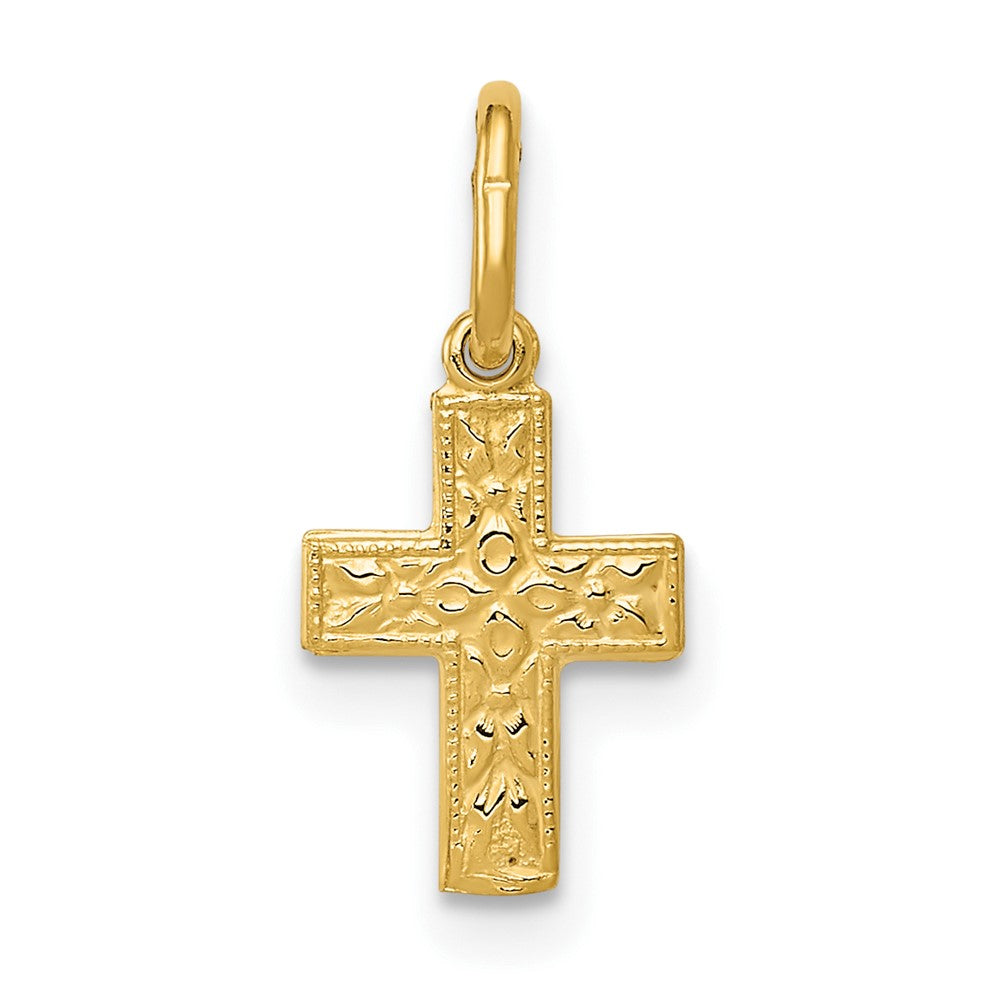 14k Yellow Gold 14K Floral Cross Charm