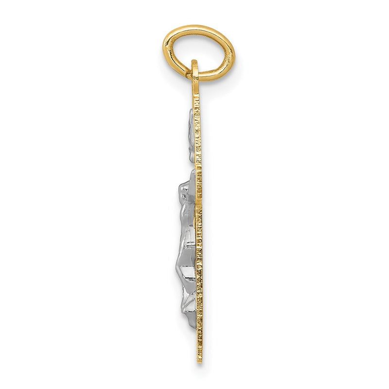 14K Two Tone Inri Crucifix Pendant