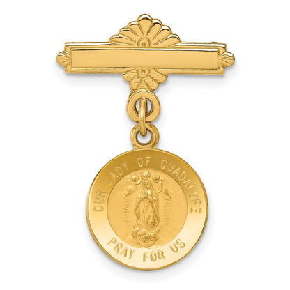 14K Yellow Gold Our Lady of Guadalupe Medal Pin