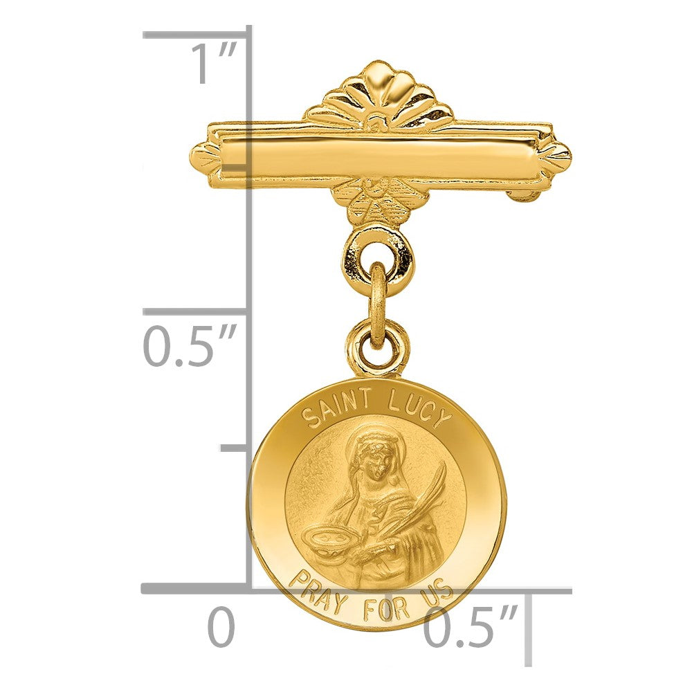 14K Yellow Gold Saint Lucy Medal Pin