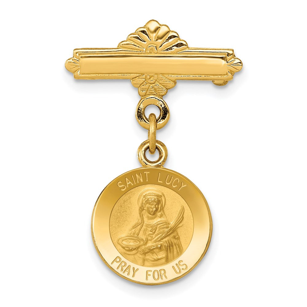 14K Yellow Gold Saint Lucy Medal Pin
