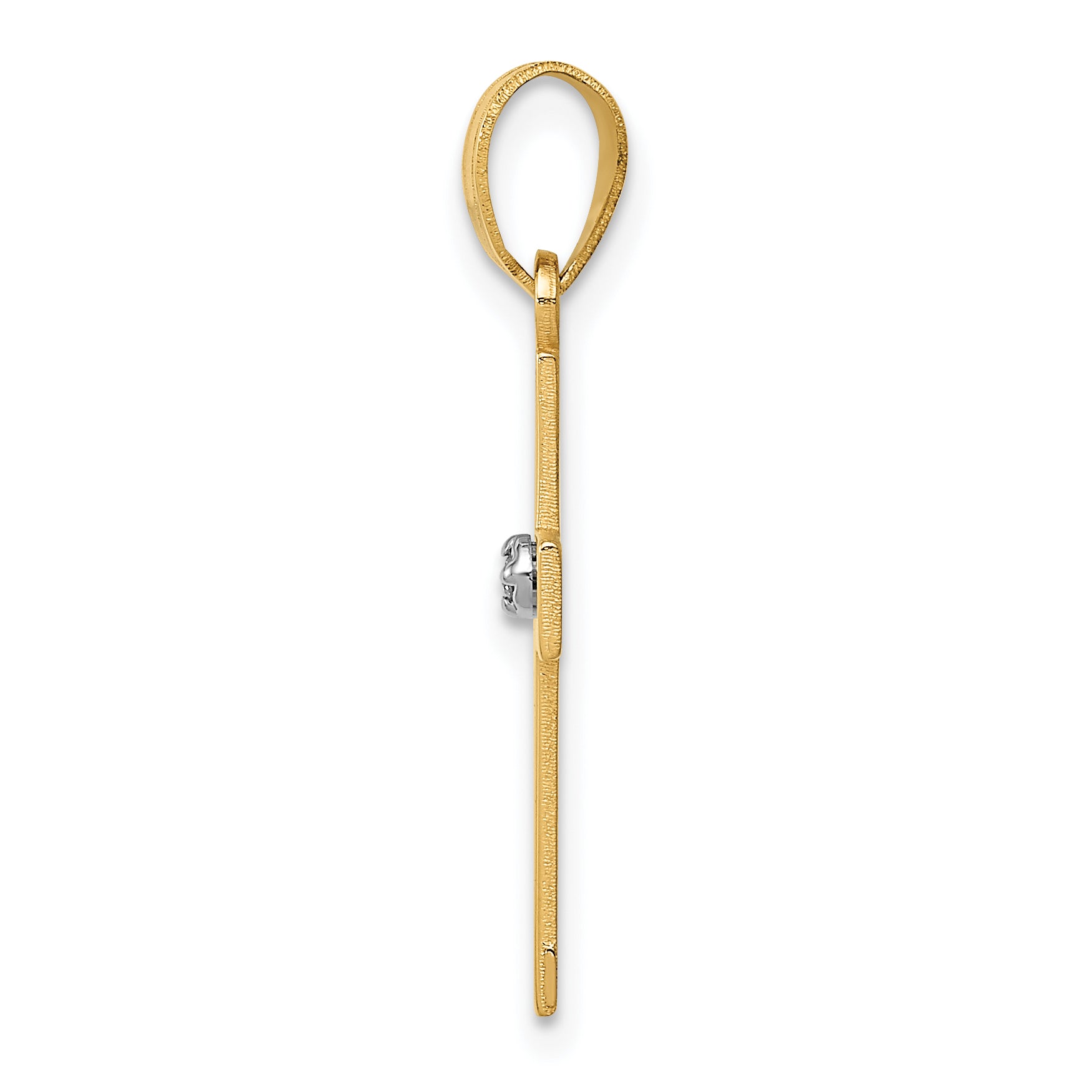 14K Yellow Gold Polished .01Ct. Diamond Cross Pendant