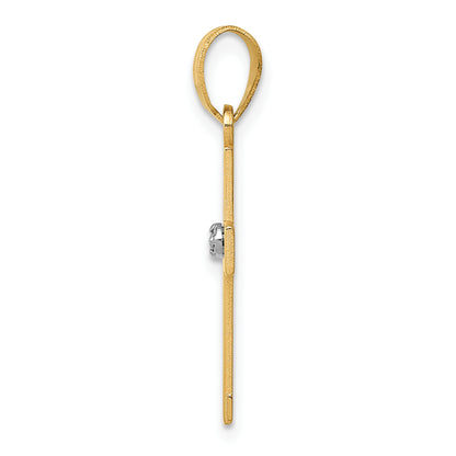 14K Yellow Gold Polished .01Ct. Diamond Cross Pendant