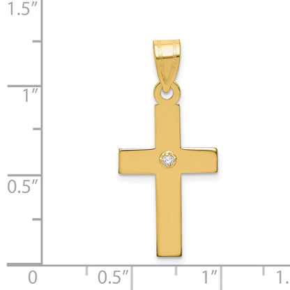 14K Yellow Gold Polished .02Ct. Diamond Cross Pendant