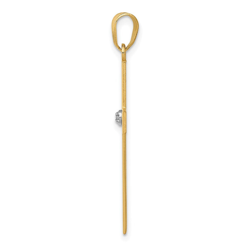 14K Yellow Gold Polished .02Ct. Diamond Cross Pendant