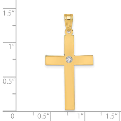 14K Yellow Gold Polished .02Ct. Diamond Cross Pendant