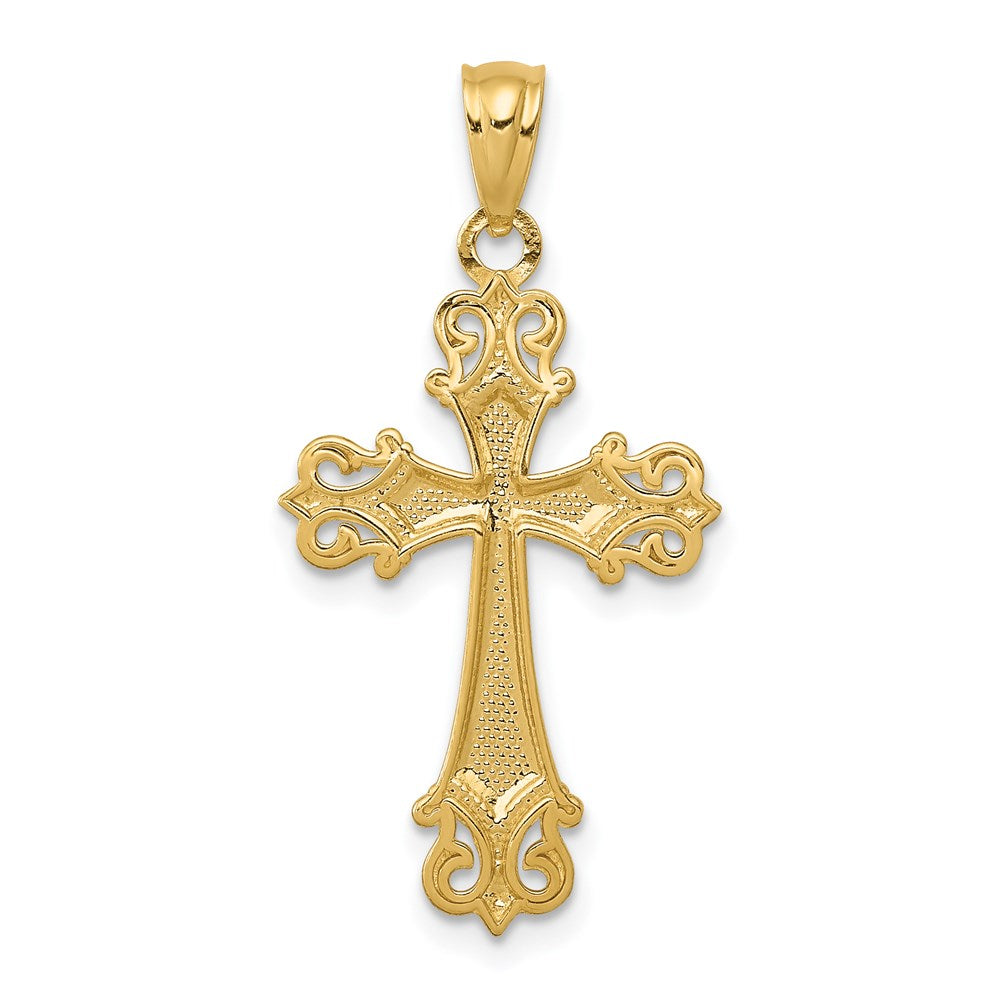 14k Yellow & Rhodium 14k and Rhodium D/C Cross Pendant
