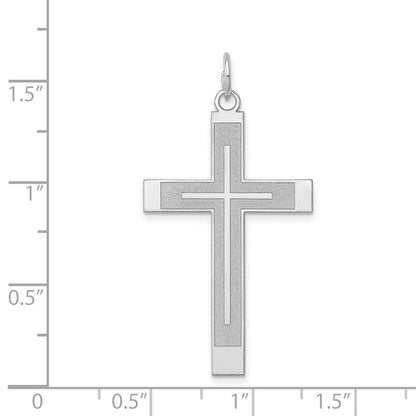 14k White Gold 14K White Gold Laser Designed Cross Pendant