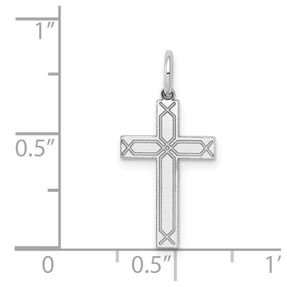 14k White Gold 14K White Gold Laser Designed Cross Charm