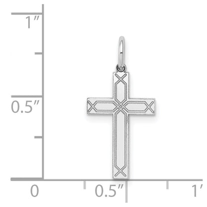 14k White Gold 14K White Gold Laser Designed Cross Charm