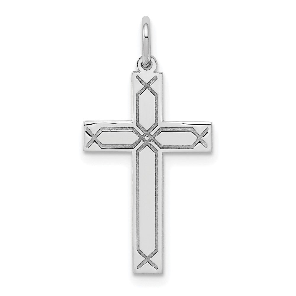 14k White Gold 14K White Gold Laser Designed Cross Charm