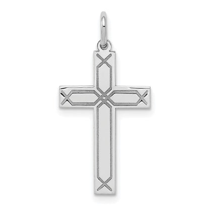 14k White Gold 14K White Gold Laser Designed Cross Charm