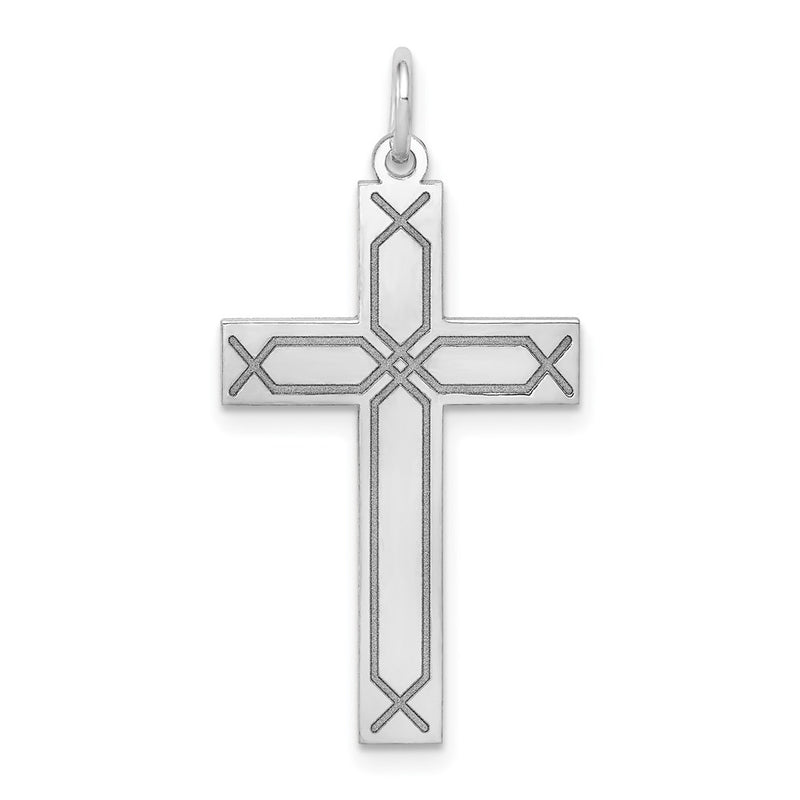 14k White Gold 14K White Gold Laser Designed Cross Pendant