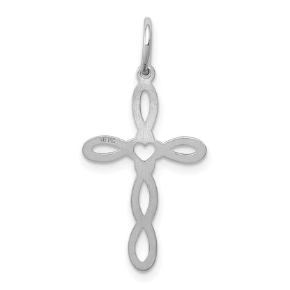 14k White Gold 14K White Gold Loop w/Center Heart Cross Charm